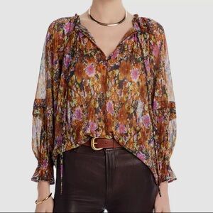 RAMY BROOK Ellie Metallic Floral Blouse Size S